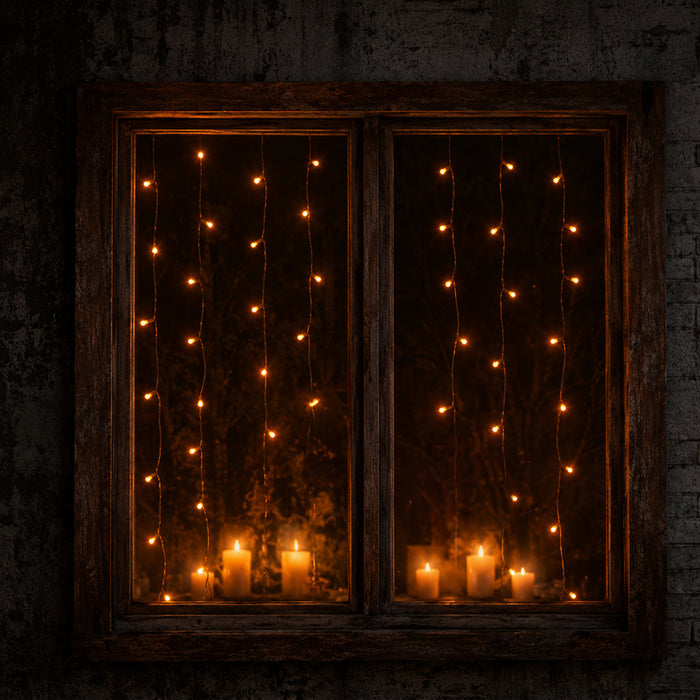 100 Orange LED Curtain Lights - 1.45m