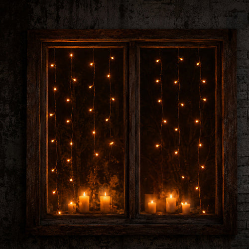 100 Orange LED Curtain Lights - 1.45m