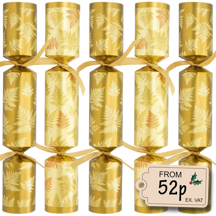 100 x Christmas Crackers Eco-Friendly Gold Botanical - 11" - Bulk Pack