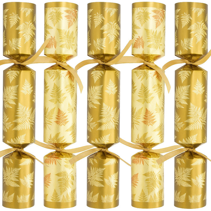 100 x Christmas Crackers Eco-Friendly Gold Botanical - 11" - Bulk Pack
