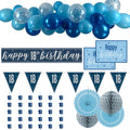 18th Birthday Blue & Silver Glitz Decoration Pack
