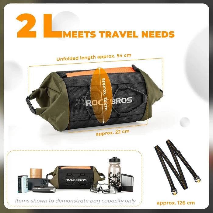 2.4L Compact Handlebar Bag with Shoulder Strap