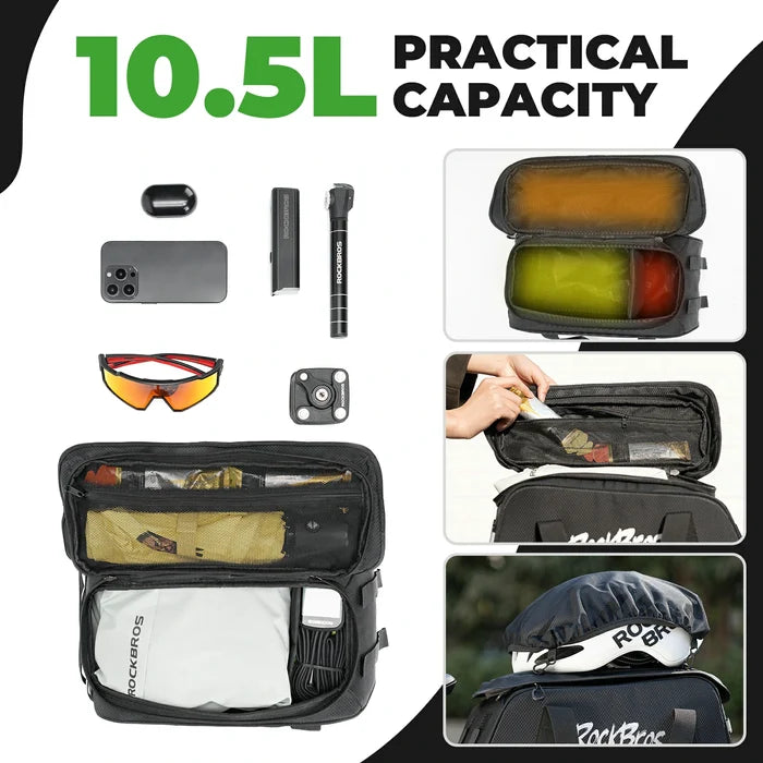 ROCKBROS 3-in-1 bike pannier bag rear rack bag backpack 10.5L