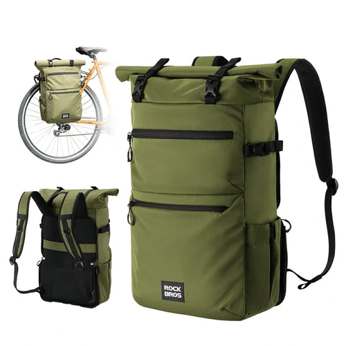 ROCKBROS 3 in 1 bike pannier bag rack shoulder bag 11-16L
#Color_Green