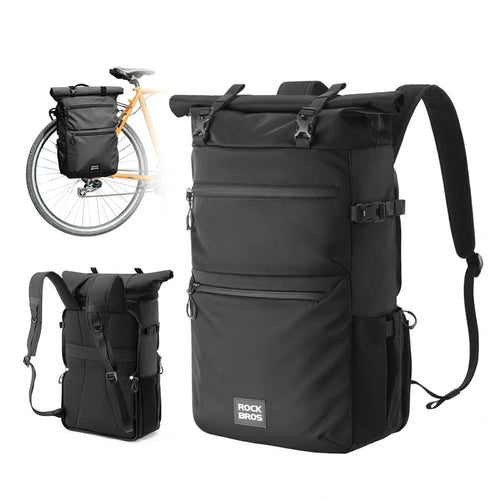 ROCKBROS 3 in 1 bike pannier bag rack shoulder bag 11-16L
#Color_Black