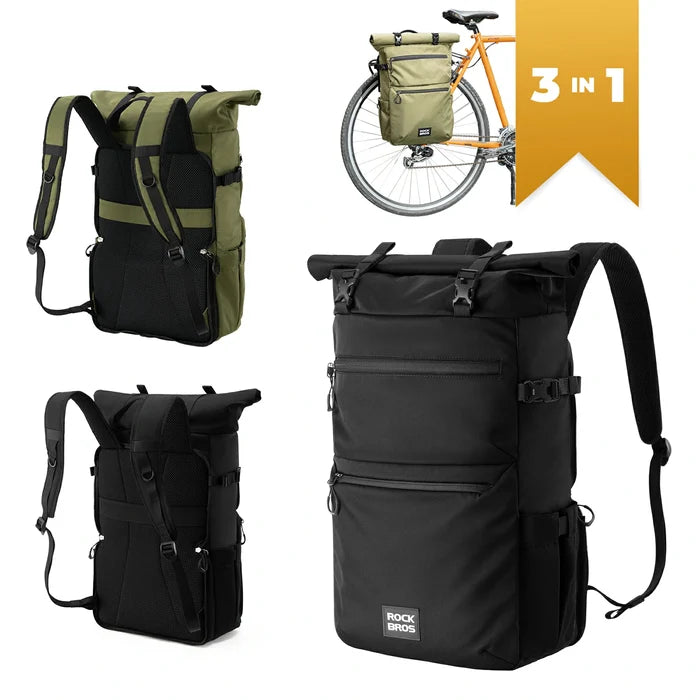 ROCKBROS 3 in 1 bike pannier bag rack shoulder bag 11-16L
#Color_Black