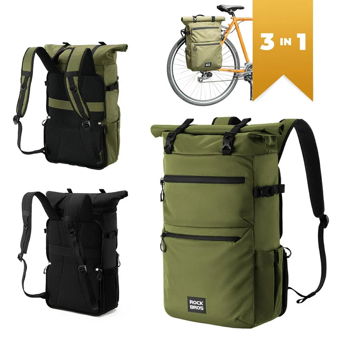 ROCKBROS 3 in 1 bike pannier bag rack shoulder bag 11-16L
#Color_Green