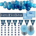 60th Birthday Blue & Silver Glitz Decoration Pack