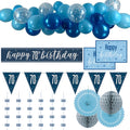 70th Birthday Blue & Silver Glitz Decoration Pack