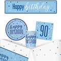90th Birthday Blue Glitz Tableware Pack for 8 with FREE Banner!