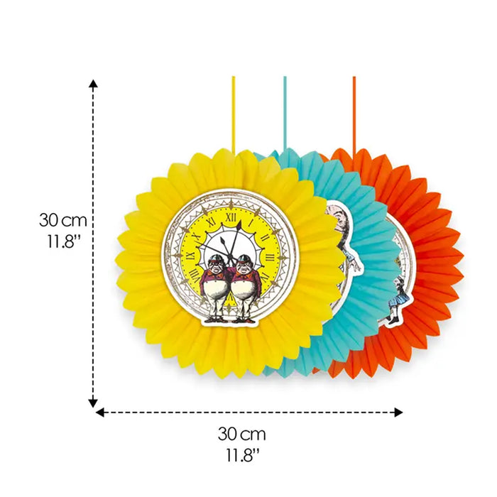 Alice Bright Clock Paper Fans - Pack of 10