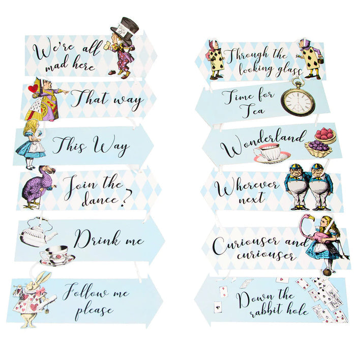 Alice In Wonderland Signs - Pack of 12