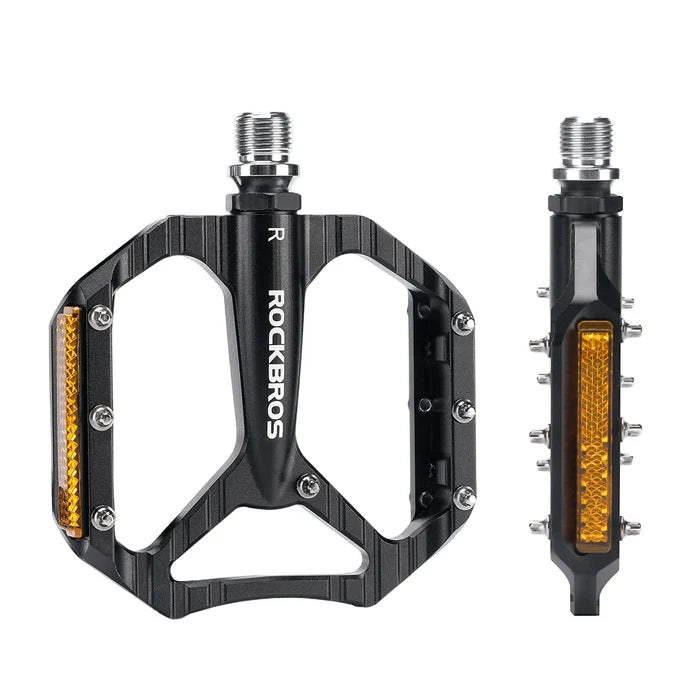 Aluminium Flat Bike Pedals with Sealed Bearings#Color_Black