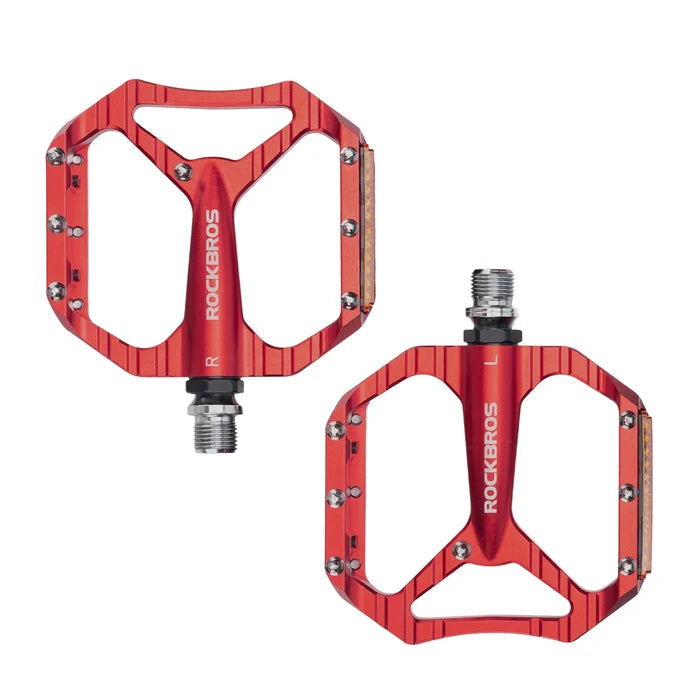 Aluminium Flat Bike Pedals with Sealed Bearings#Color_Red