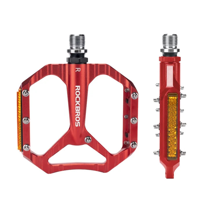 Aluminium Flat Bike Pedals with Sealed Bearings#Color_Red
