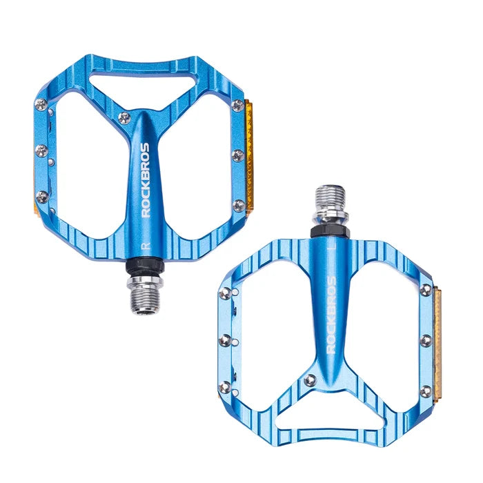 Aluminium Flat Bike Pedals with Sealed Bearings#Color_Blue