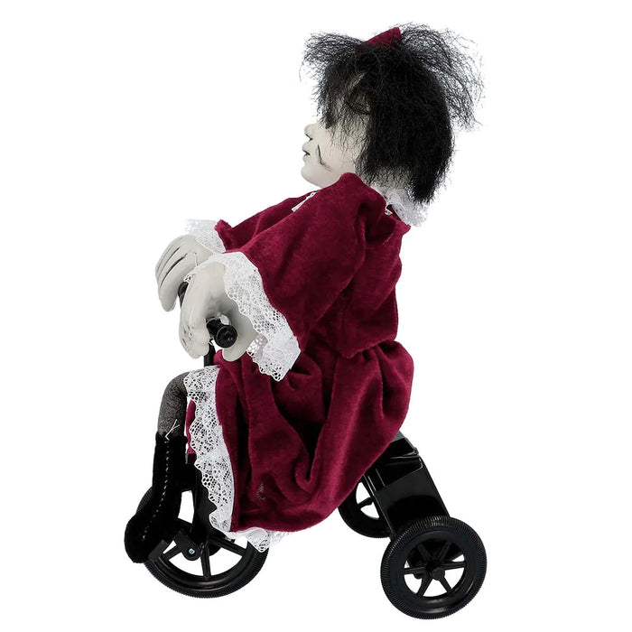 Anamatronic Demonic Doll on Tricycle Halloween Prop Decoration – 35cm