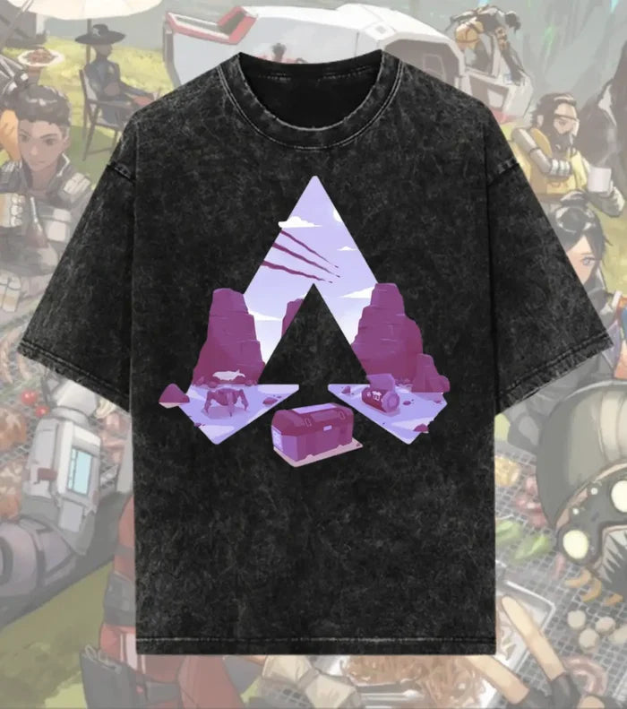 Apex Drop Zone Minimal Tee – Apex Legends Inspired Graphic Acid-Wash T-Shirt - Black / S - Apex legends
