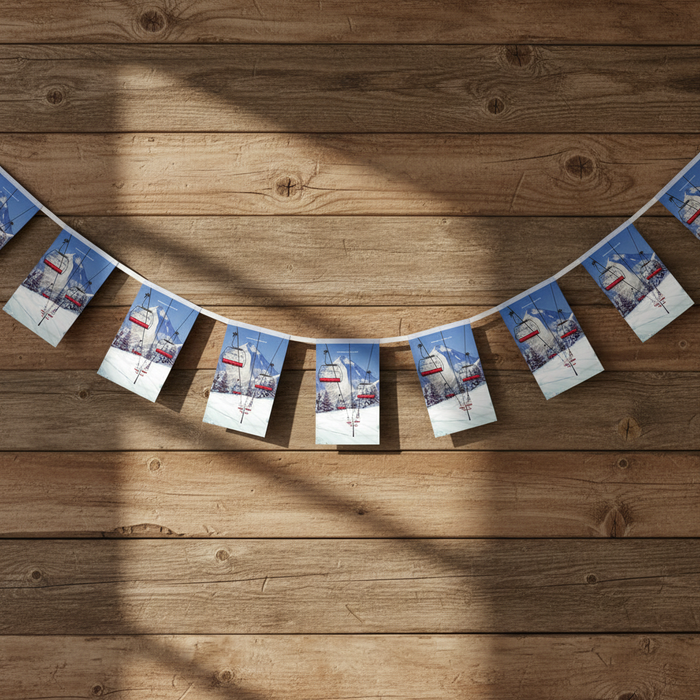 Après Ski Bunting on Log Cabin Wall