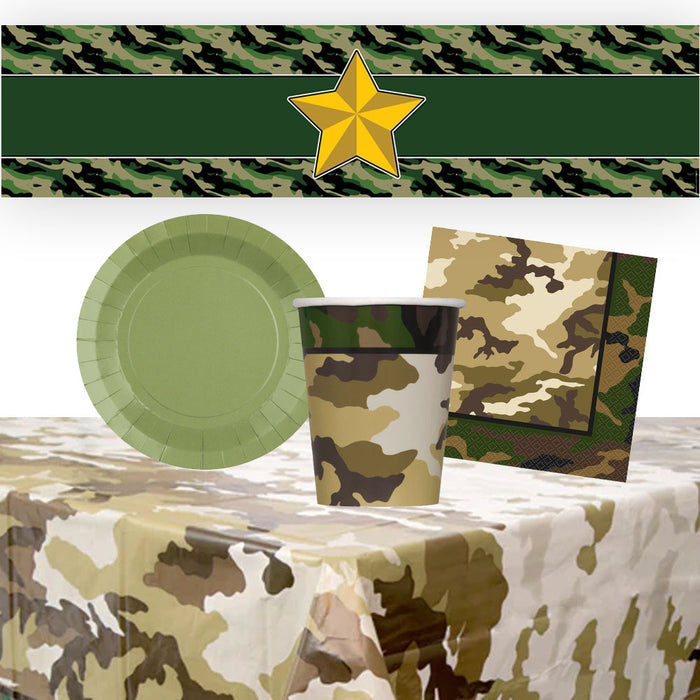 Army Camouflage Tableware Pack for 8 With FREE Banner!