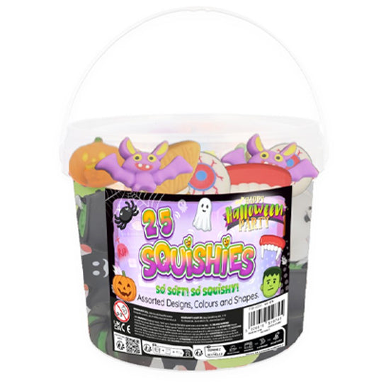 Assorted Halloween Squishies in a Bucket - 25 Pieces