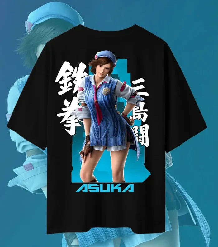 Asuka Kazama Rising Spirit Tekken T-Shirt | Premium Gaming Tee | Oversized Fit - 180GSM / Black / S - Tekken