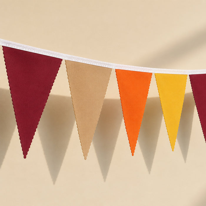 Autumn Colours Fabric Bunting - Burgundy, Coffee, Orange & Yellow - 8m