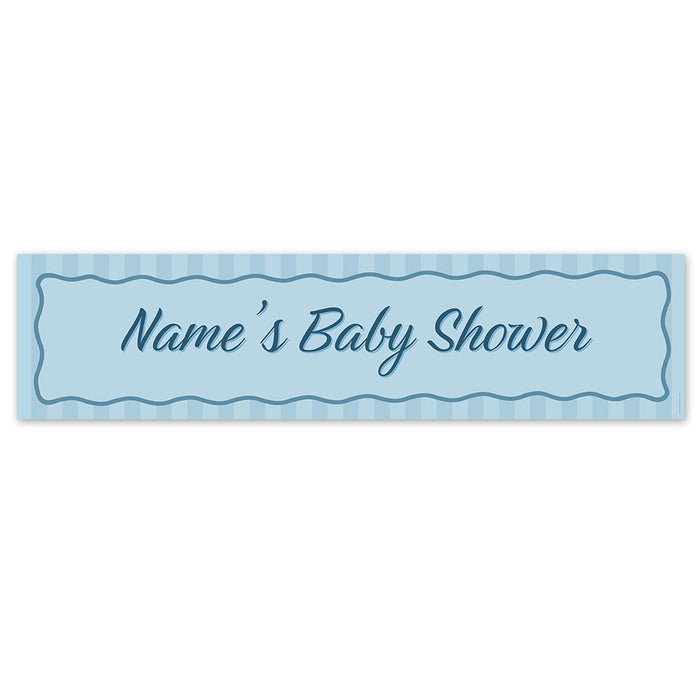 Baby Blue Stripe Personalised Baby Shower Banner - 120cm x 30cm