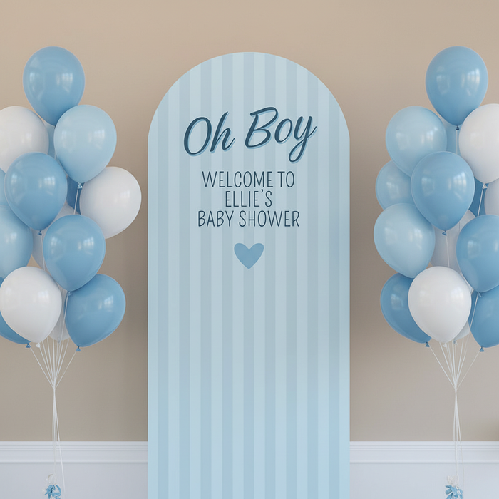 Baby Blue Sailboard with Blue Balloon Bunches