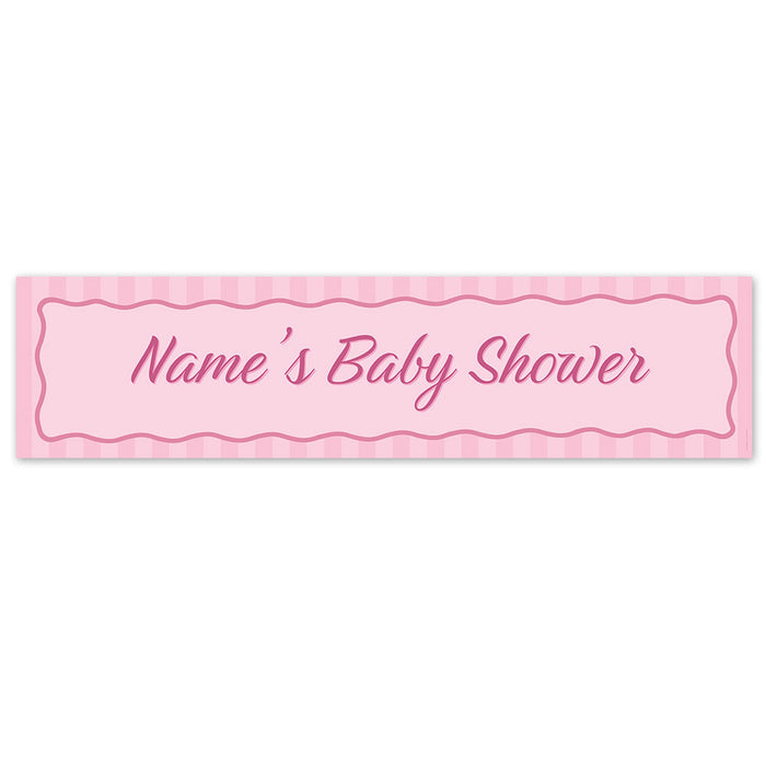 Baby Pink Stripe Personalised Baby Shower Banner - 120cm x 30cm