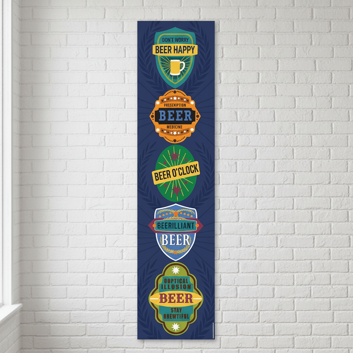 Beer Party Banner on White Brick Wall