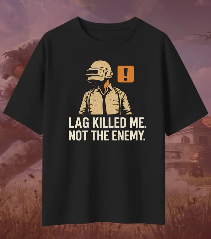 BGMI Lag Killed Me Oversized T-Shirt – Server Lag Meme Tee | 240 GSM Heavyweight Gamer Tee - Valorant