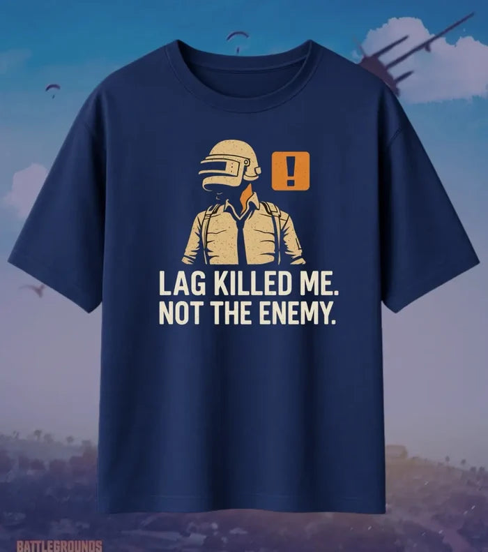 BGMI Lag Killed Me Oversized T-Shirt – Server Lag Meme Tee | 240 GSM Heavyweight Gamer Tee - Valorant
