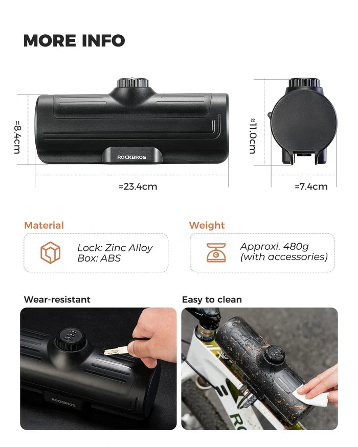 ROCKBROS bike frame box lockable waterproof 0.7L