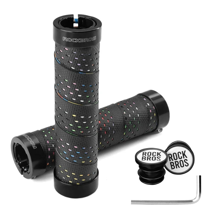 ROCKBROS bike handlebar grips double lock non-slip universal #Color_Black