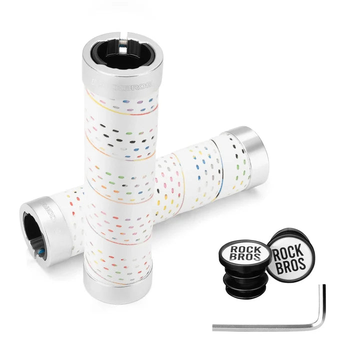 ROCKBROS bike handlebar grips double lock non-slip universal #Color_White