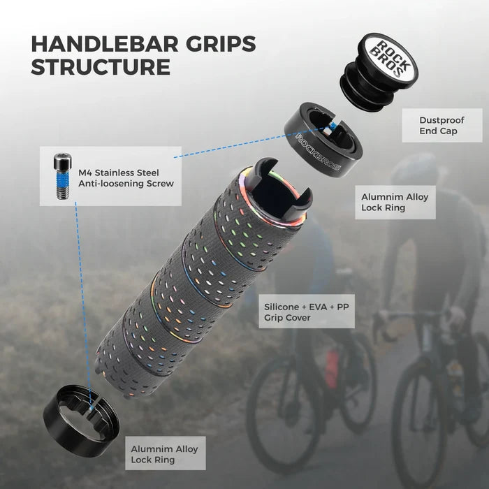 ROCKBROS bike handlebar grips double lock non-slip universal #Color_Black