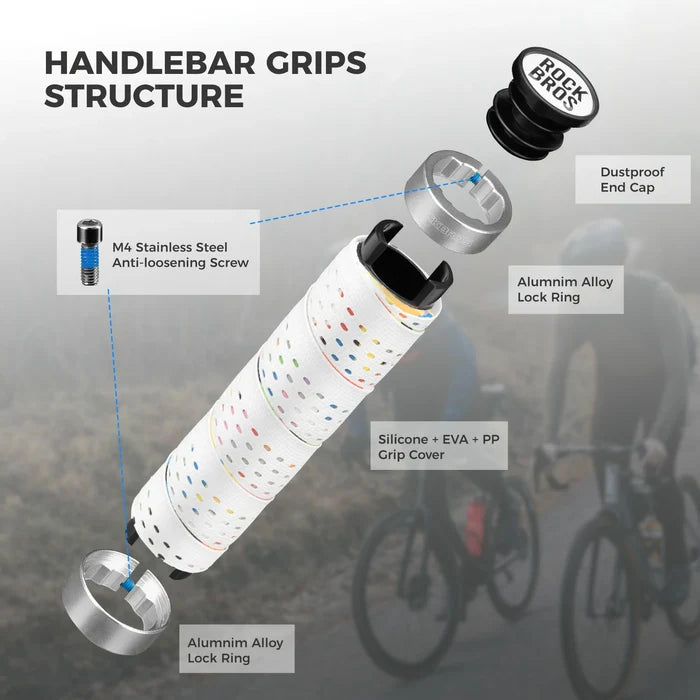 ROCKBROS bike handlebar grips double lock non-slip universal #Color_White