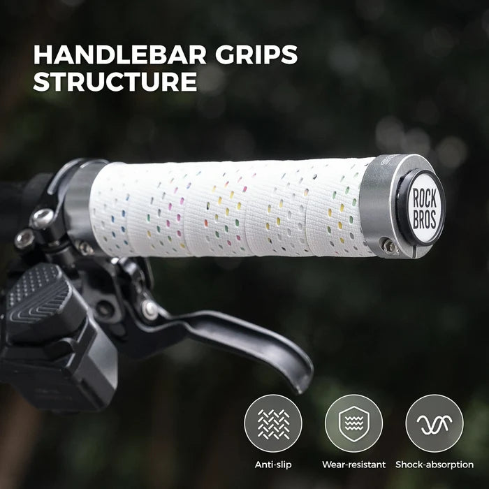 ROCKBROS bike handlebar grips double lock non-slip universal #Color_White