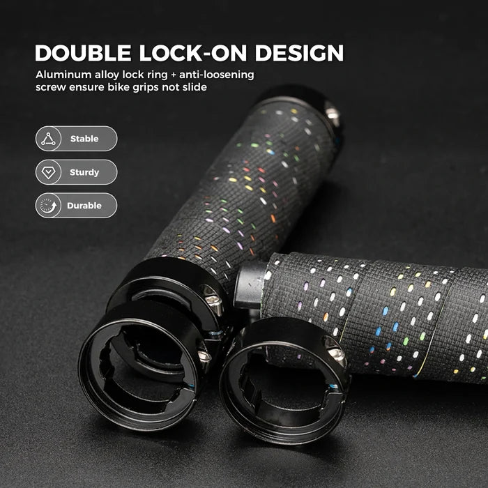 ROCKBROS bike handlebar grips double lock non-slip universal #Color_Black