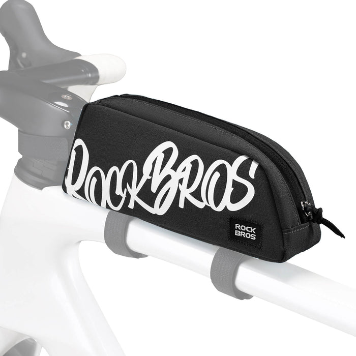 ROCKBROS 0.8L bike frame bag G009 waterproof top tube bag with large storage and easy-access design for cycling essentials.#Color_Black