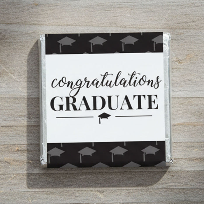 Black and White Graduation Square Chocolates - Pack of 16 - Self Assembly