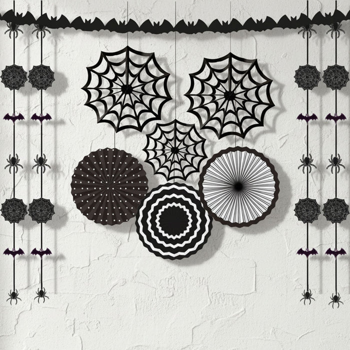 Black and White Halloween Decorating Kit - 11 Pieces