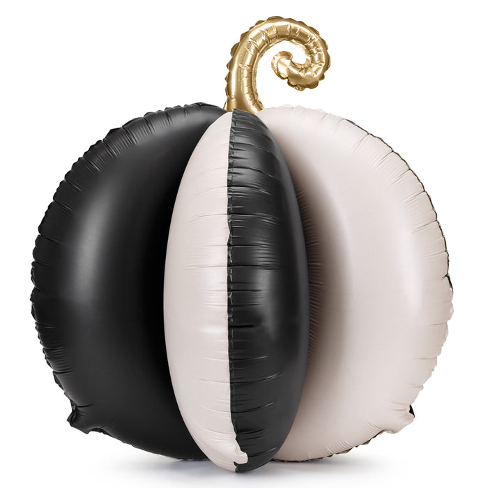 Black and White Stripe 3D Pumpkin Sitting Foil Balloon - 23"