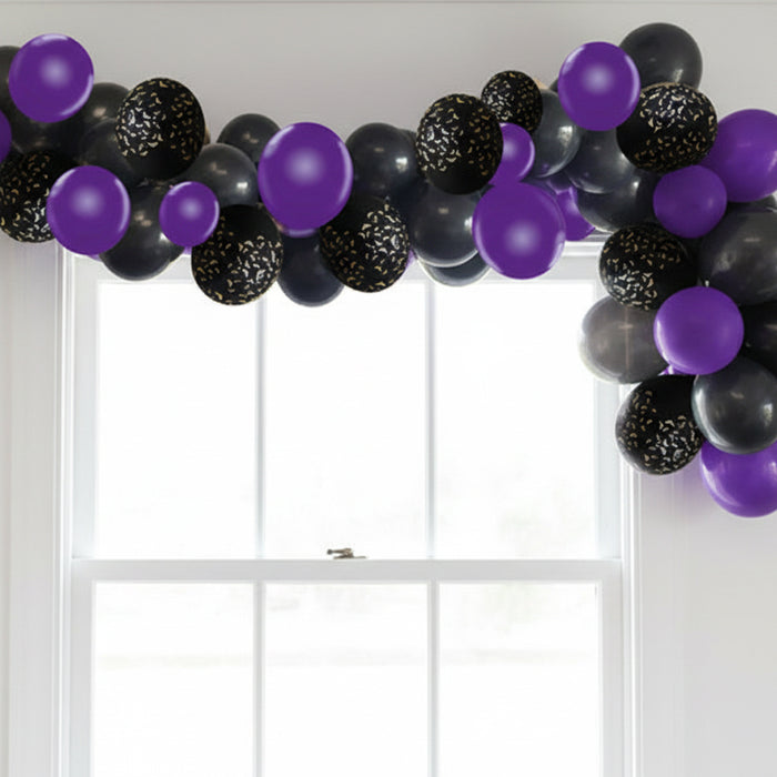 Black, Purple & Gold Bat Balloon Arch DIY Kit - 2.5m