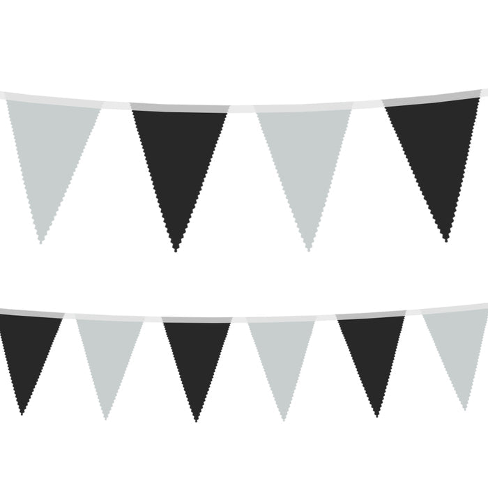 Black & Silver Fabric Bunting - 8m
