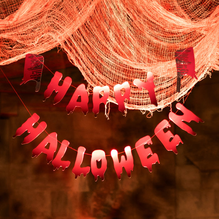 Bloody Happy Halloween Banner With Cleavers - 1.2m