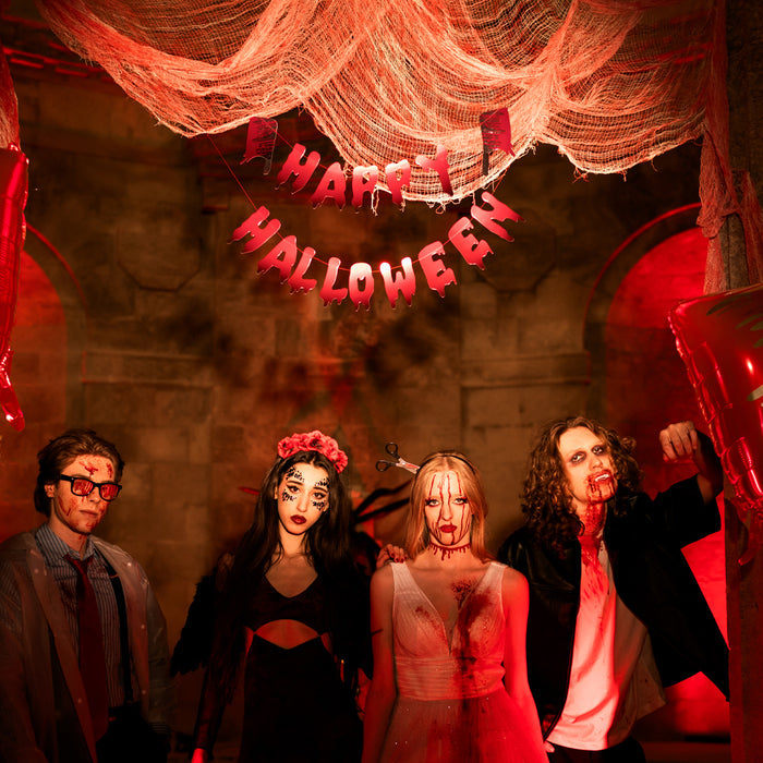 Bloody Happy Halloween Banner With Cleavers - 1.2m