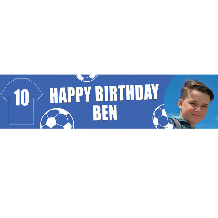 Blue Football Fan Photo Personalised Banner - 1.2m
