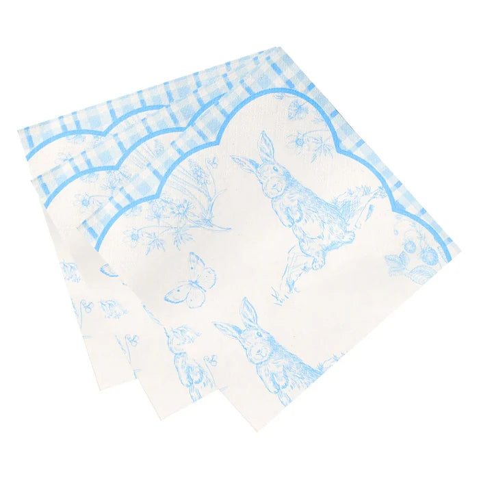 Blue & White Bunny Paper Napkins - Pack of 20